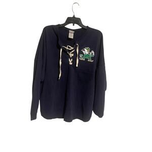 Notre Dame Fighting Irish '47 Brand Womens Navy Blue Long Sleeve Shirt sz Large